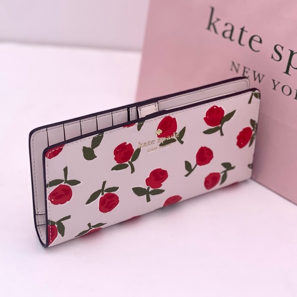 Kate Spade Rose Dana Large Slim Bifold Wallet - Picture 2 of 10